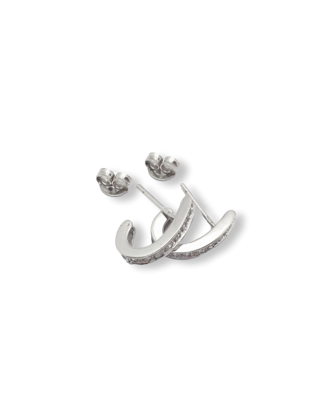 Pendientes Aro de Diamantes en Oro Blanco 18k