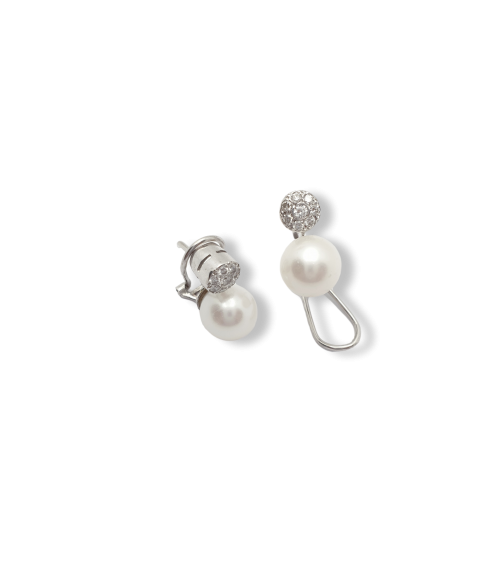 Pendientes de Perla en Oro Blanco 18k...