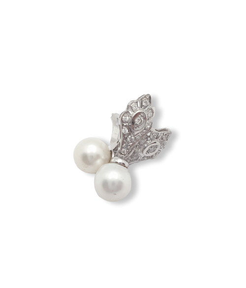 Pendientes Perla con Diamantes en Oro...