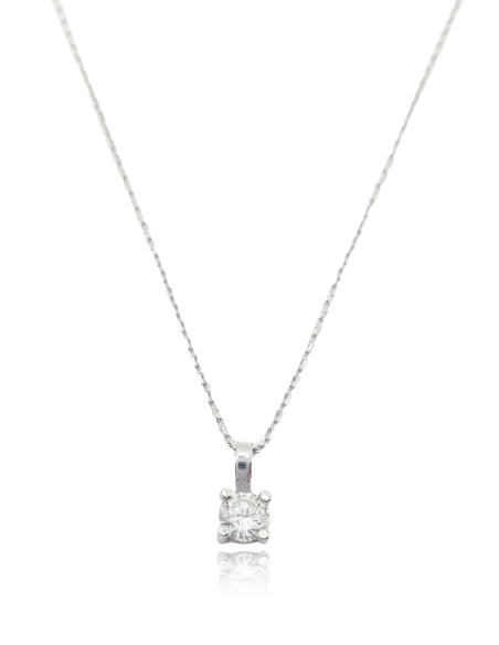Colgante en Oro Blanco 18k con Diamante Blanche