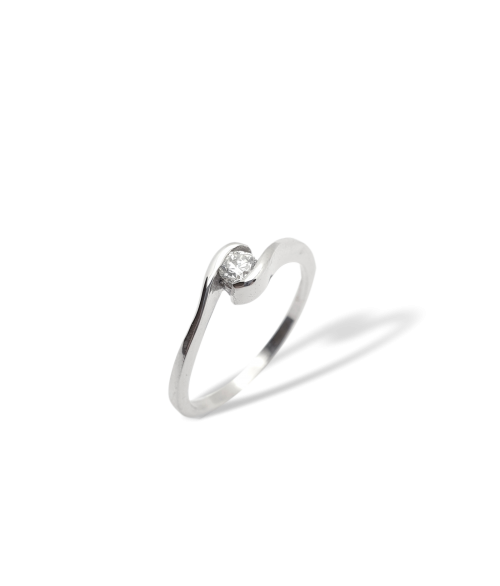 Anillo de Oro Blanco 18k con Diamante...