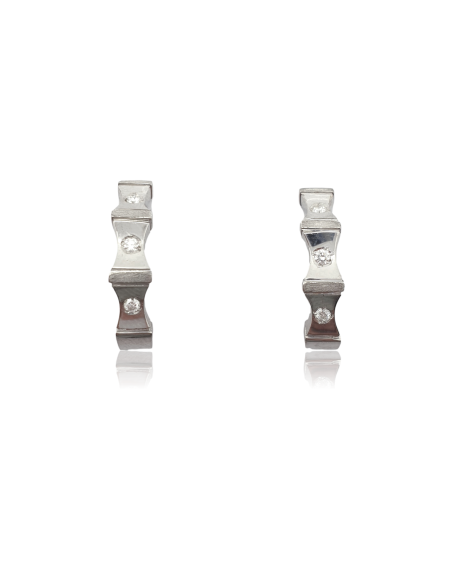 Pendientes de Oro Blanco 18k con Diamantes Rectangular