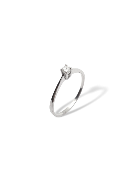 Anillo Solitario de Oro Blanco 18k con Diamante