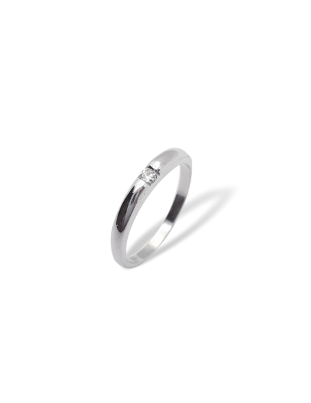 Anillo de Oro Blanco 18k con Diamante Solitario