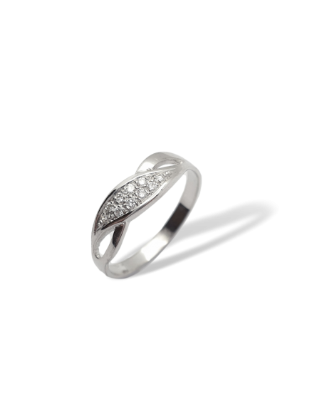 Anillo de Oro Blanco 18k con Diamantes Lazo