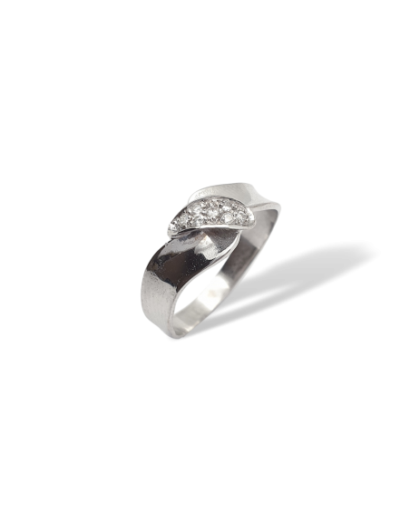 Anillo Lazo de Oro Blanco 18k con Diamantes