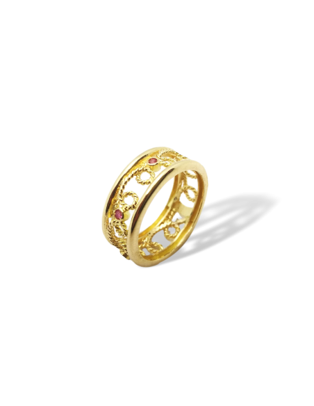 Anillo de Oro Amarillo 18k con Rubí String
