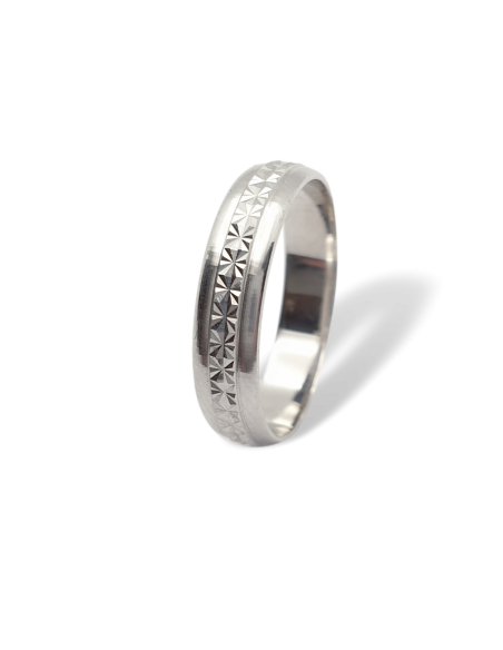 Alianza de Matrimonio Oro Blanco 18k Tallada