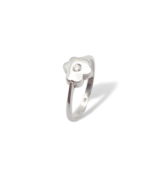 Anillo Flor con Diamante en Oro 18k