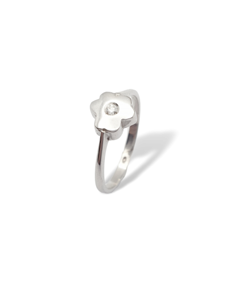 Anillo Flor con Diamante en Oro 18k