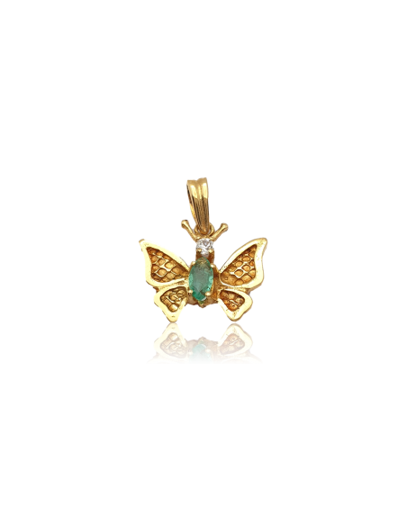 Colgante Mariposa con Esmeralda en Oro Amarillo 18k