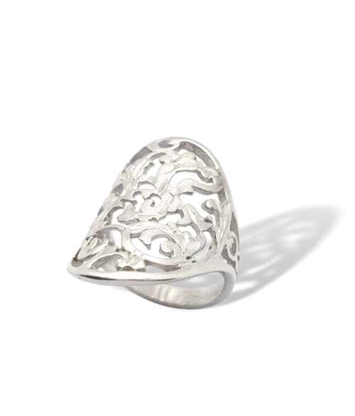 Anillo de Plata Calado con Hojas