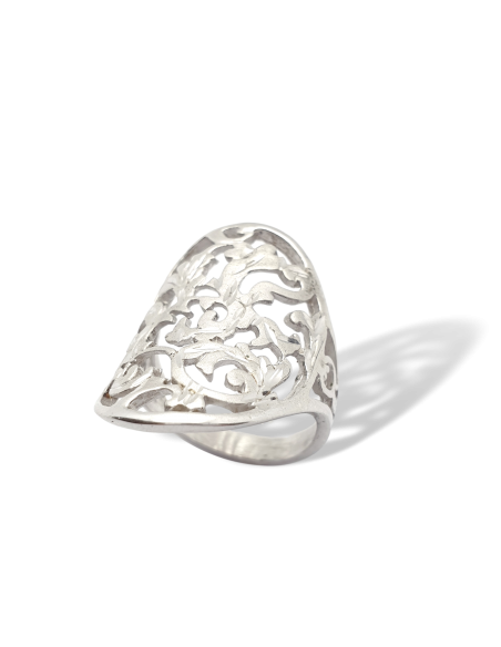 Anillo de Plata Calado con Hojas