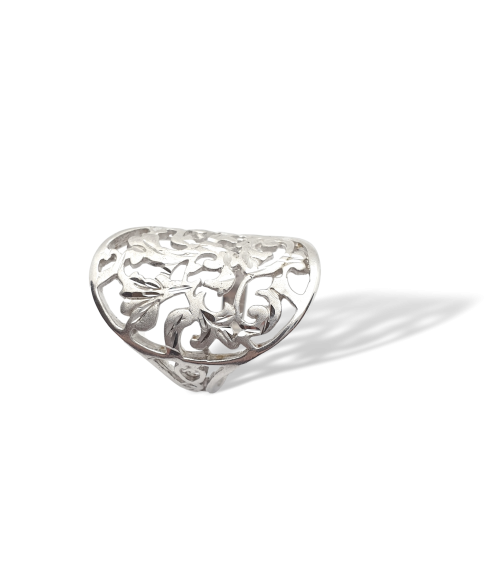 Anillo de Plata Calado con Hojas