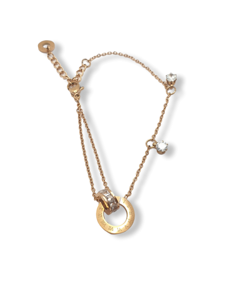 Pulsera Romana con Circonitas Engarzadas de Acero
