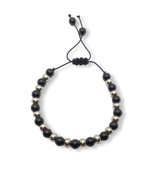 Pulsera Ajustable Piedras Negras en...