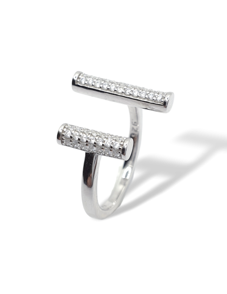Anillo de Plata con Barras y Circonitas
