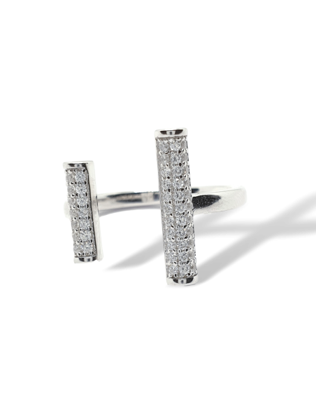 Anillo de Plata con Barras y Circonitas