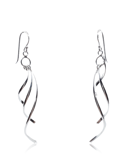Pendientes Largos de Plata Ola
