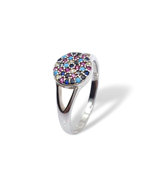 Anillo de Plata con Piedras de Colores